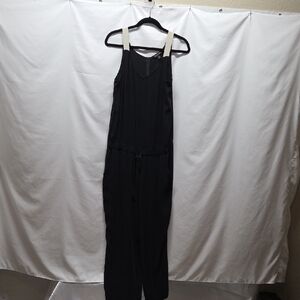 Eilleen Fisher Jumpsuit Black Medium Silk Sleeveless Timeless Elegant Playful